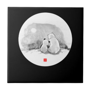 Carreau Cute Panda Et Amoureux des animaux Ours Polaire