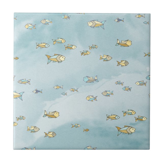 Carreau Cute Petit Poisson Motif Bleu (Devant)