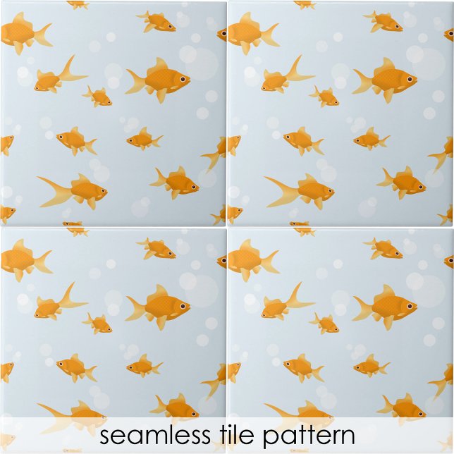 Carreau Cute poisson d'or nager dans l'eau (Cute Goldfish Swimming in Water Ceramic Tile)
