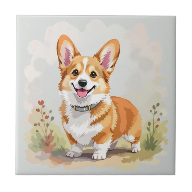 Carreau Cute Red Pembroke Welsh Corgi Dog (Devant)