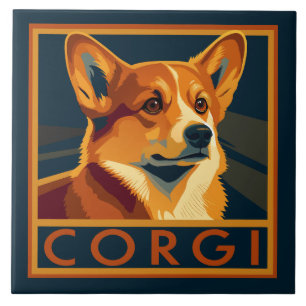 Carreau Cute Retro Pembroke Welsh Corgi