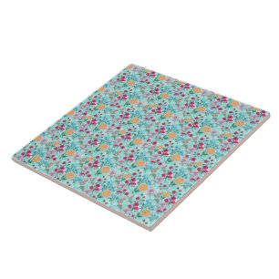Carreau Cute rose et bleu Petit motif floral