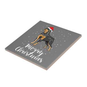 Carreau Cute Rottweiler Santa Hat Joyeux costume de Noël