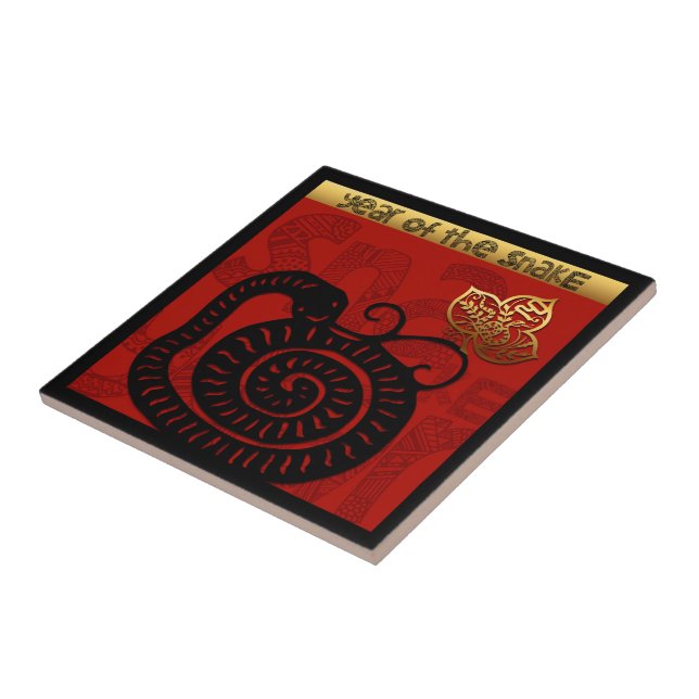 Carreau Cute serpent chinois Année Zodiac Carré d'annivers (Côté)
