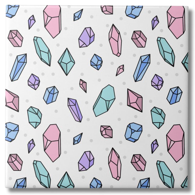Carreau Cute tendance Pastel Gemstones Gems Crystal Motif (Cute Trendy Pastel Gemstones Gems Crystal Pattern Ceramic Tile)