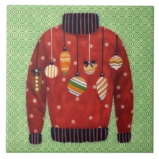 Carreau Cute Ugly Sweater Ornament Art Tile (Devant)