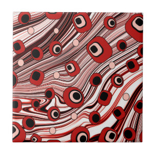 Carreau Cute Wavy Retro Art Super avec noir et rouge
