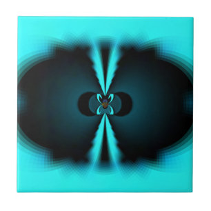 Carreau Cyan et Black Abstrait Art Print