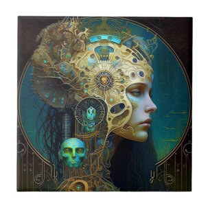 Carreau Cyborg Femme Imaginaire Sci-Fi Art Carrelage en cé
