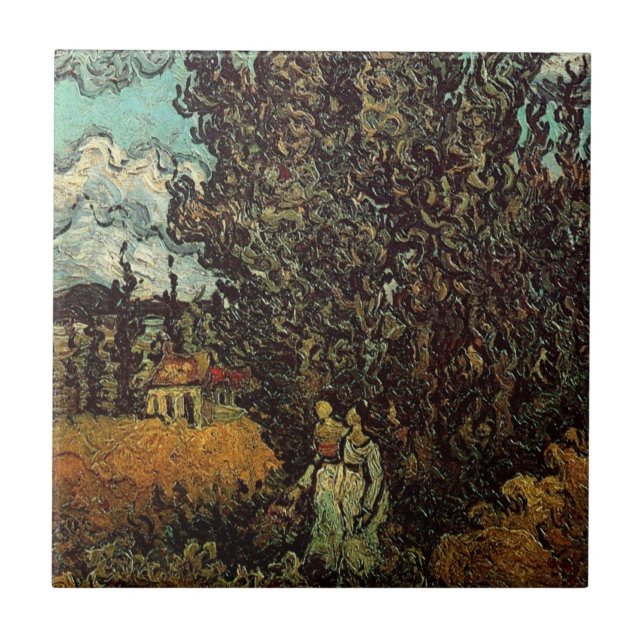 Carreau Cyprès et Deux Femmes de Vincent van Gogh (Devant)