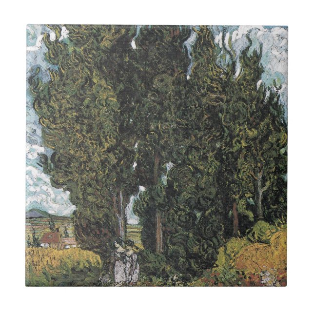 Carreau Cypress Trees par Van Gogh (Devant)