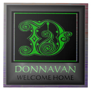 Carreau D Monogramme avec nom et tuile "Welcome Home"