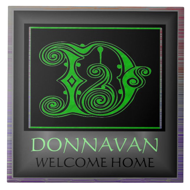 Carreau D Monogramme avec nom et tuile "Welcome Home" (Devant)