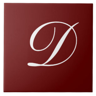 Carreau D Monogramme Blanc initial sur Maroon