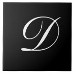 Carreau D Monogramme initial blanc sur noir<br><div class="desc">Lettre blanche classique Monogramme sur Arrière - plan noir,  D.</div>