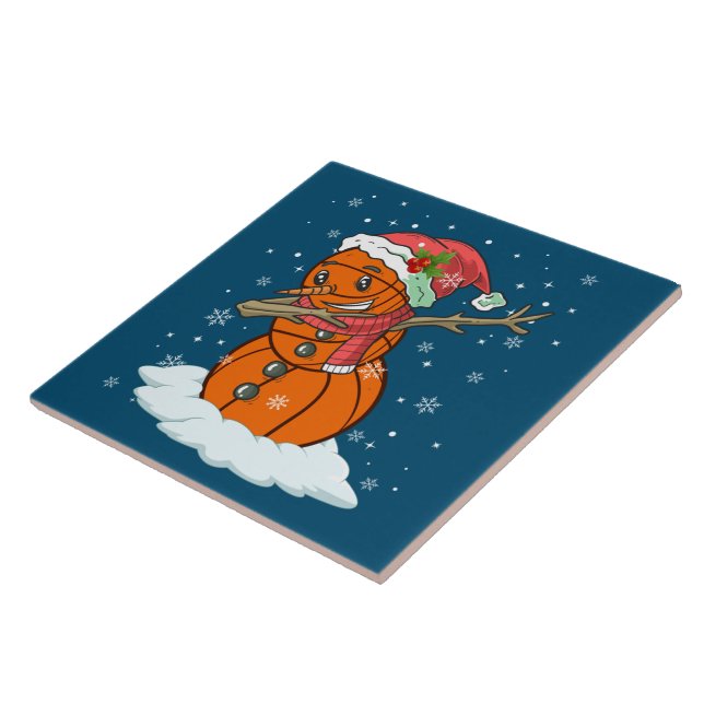 Carreau Dabbing Snowman Basketball Ball Tee Noël Sant (Côté)