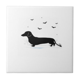 Carreau Dachshund Chien � Silhouette Classique de la Lune
