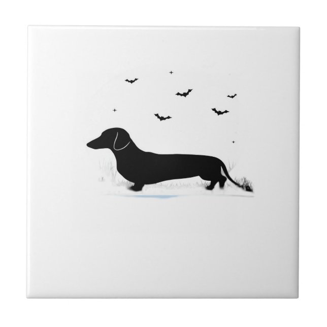 Carreau Dachshund Chien � Silhouette Classique de la Lune  (Devant)