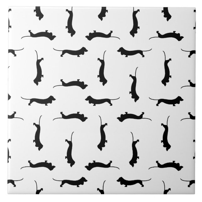 Carreau Dachshund Chien Silhouettes COULEUR ARRIÈRE - PLAN (Devant)