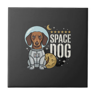 Carreau Dachshund Chien Spatial Astronaute Vecteur