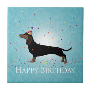 Carreau Dachshund Joyeux Design d'anniversaire