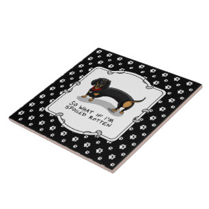 Carreau Dachshund pourri (S noir & tan) mignon chien