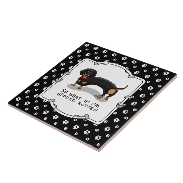 Carreau Dachshund pourri (S noir & tan) mignon chien (Côté)