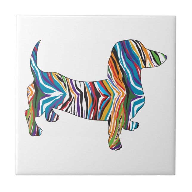 Carreau Dachshund - Psychedelic Zbra Doxie (Devant)