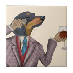 Carreau Dachshund Wine Snob