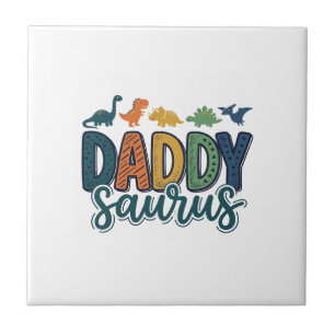 Carreau Daddy Saurus Mignon Papa Dinosaure Conception Vect