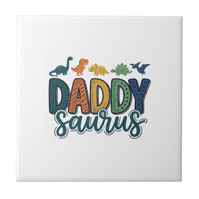 Carreau Daddy Saurus Mignon Papa Dinosaure Conception Vect (Devant)