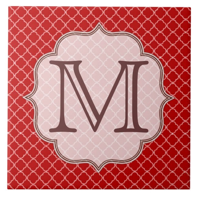 Carreau d'affichage du monogramme rouge Crimson (Devant)