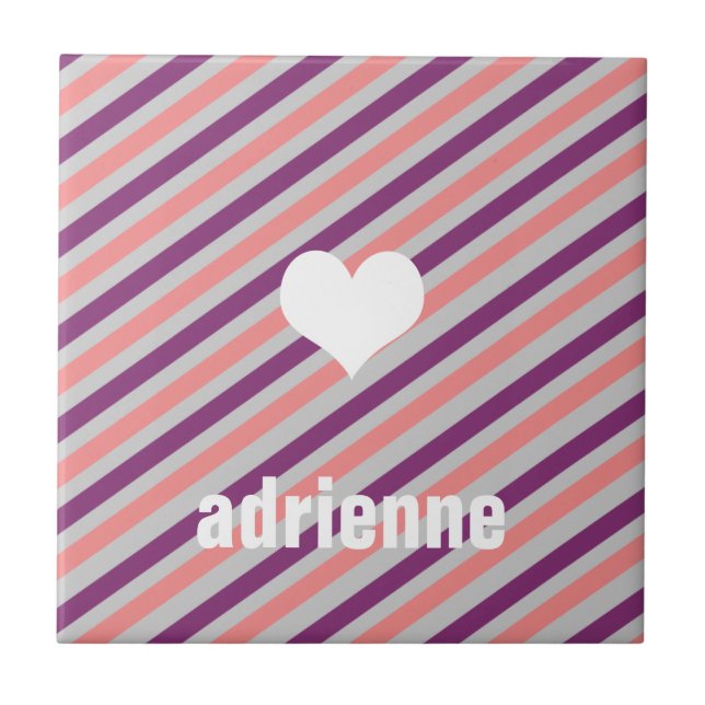 Carreau d'affichage moderne de coeur rose violet (Devant)