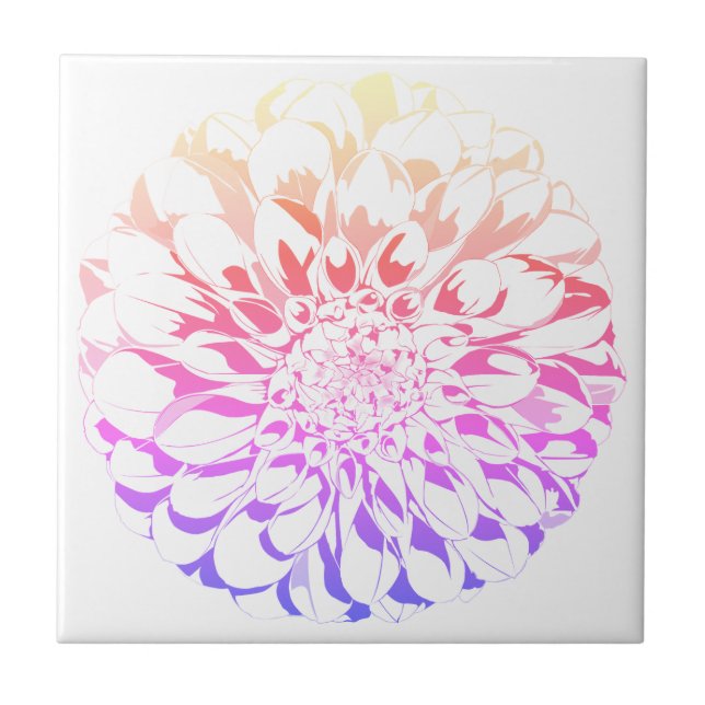 Carreau Dahlia flower ceramic tile - violet tones (Devant)