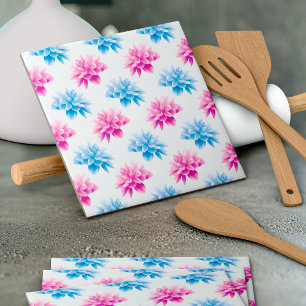 Carreau Dahlia rose, Dahlia bleu, Motif floral, Fleurs