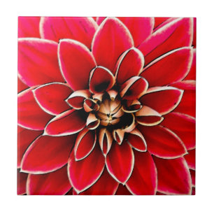 Carreau Dahlia rouge, art numérique