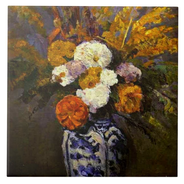 Carreau Dahlias, célèbre peinture de Paul Cezanne, (Devant)