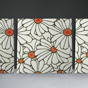 Carreau Daisies Art Nouveau sans couture fleurs blanches b