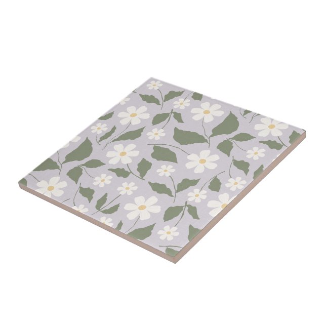 Carreau Daisy grandmillénariste florale pastel doux lilas (Côté)