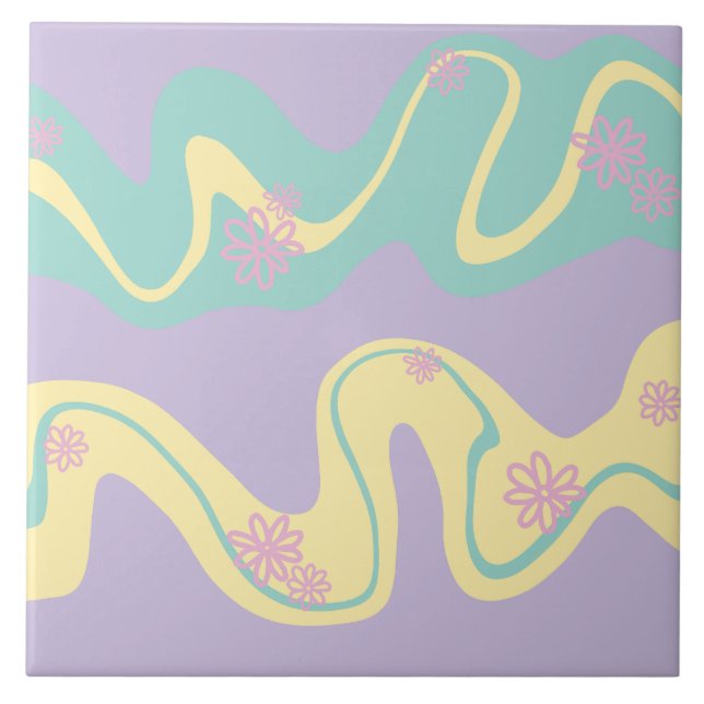Carreau Daisy Groove Pastel Rose, Jaune, Violet & Vert (Devant)