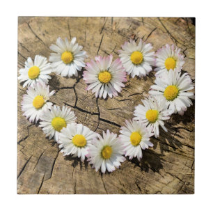 Carreau Daisy Heart - Amour - Ajouter Votre Texte / Nom