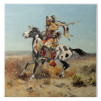 Carreau « Dakota Chief » Art occidental de Charles M Russe
