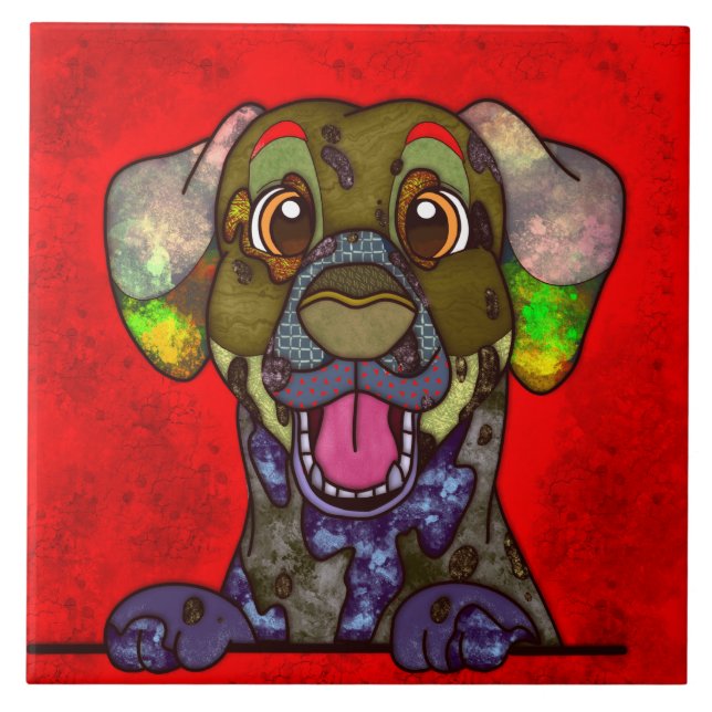 Carreau Dalmatie, sale visage de chien (Devant)