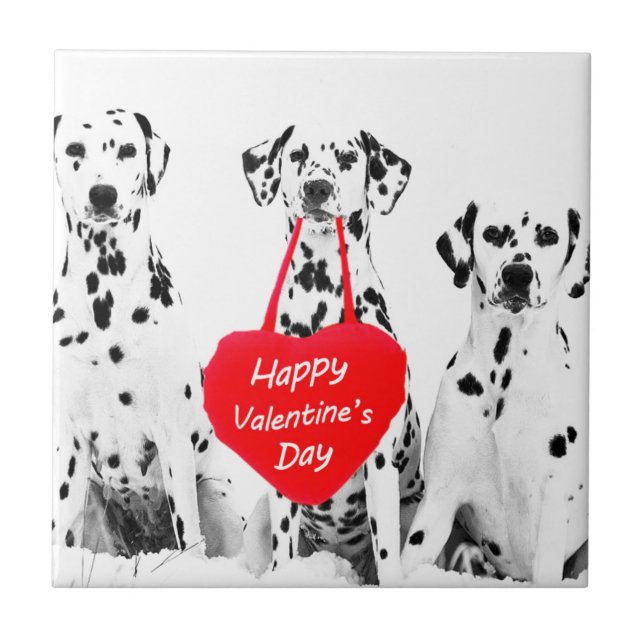 Carreau Dalmatiens Heureuse Sainte-Valentin de coeur de ch (Devant)