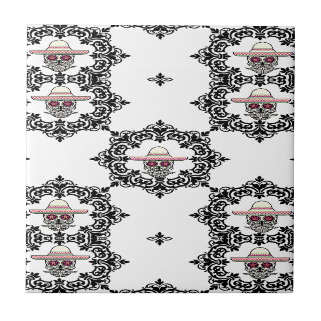 Carreau Damas et crâne (Devant)