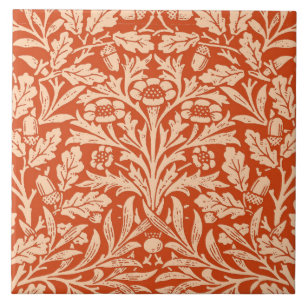 Carreau Damas florales Art Nouveau, Mandarin clair Orange