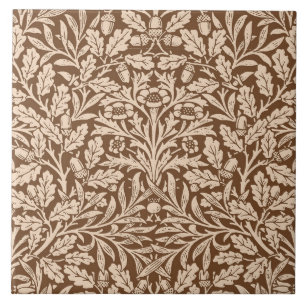 Carreau Damas florales Art Nouveau, Taupe et Cerami beige