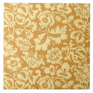 Carreau Damassé florale de William Morris, jaune de