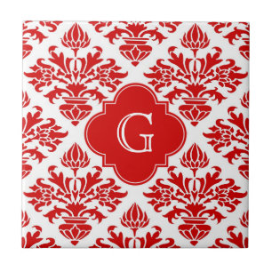 Carreau Damassé florale rouge vintage #3 avec