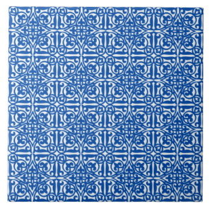 Carreau Damassé médiévale Fleur-De-lis, bleu de cobalt